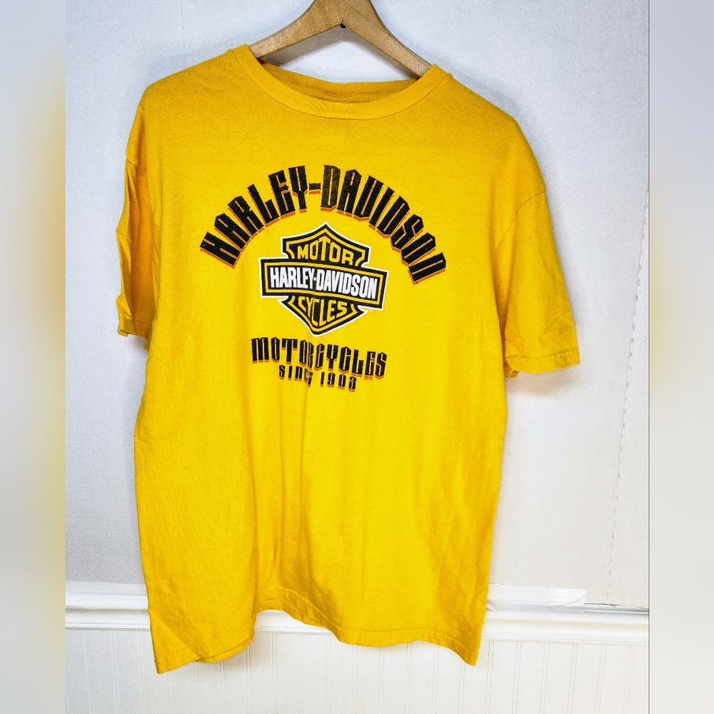 Harley-Davidson Adult Large Yellow T-Shirt Bergdale HD Albert Lea MN 0097